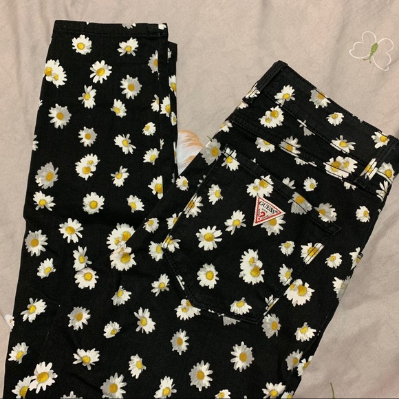 Guess Black Jeans with Daisies - Picture 2 of 5